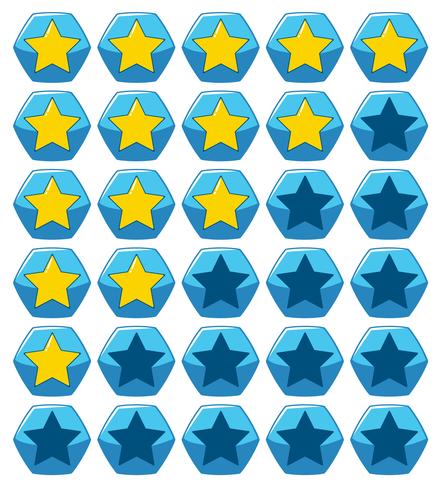 Stickerontwerp voor gele sterren op blauwe zeshoek vector