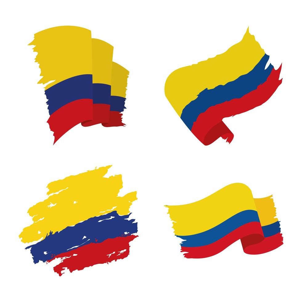 colombia vlaggen icon set vector