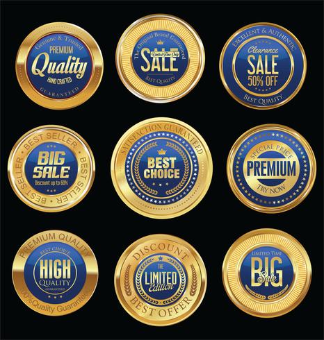 Luxe premium gouden insignes en labels vector