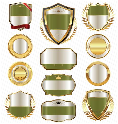 Luxe premium gouden insignes en labels vector