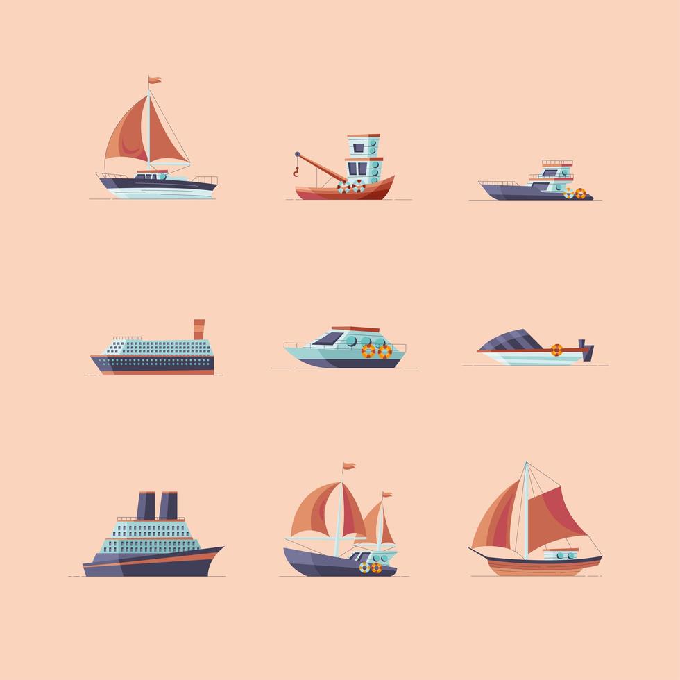 pictogramgroep schepen en boten vector