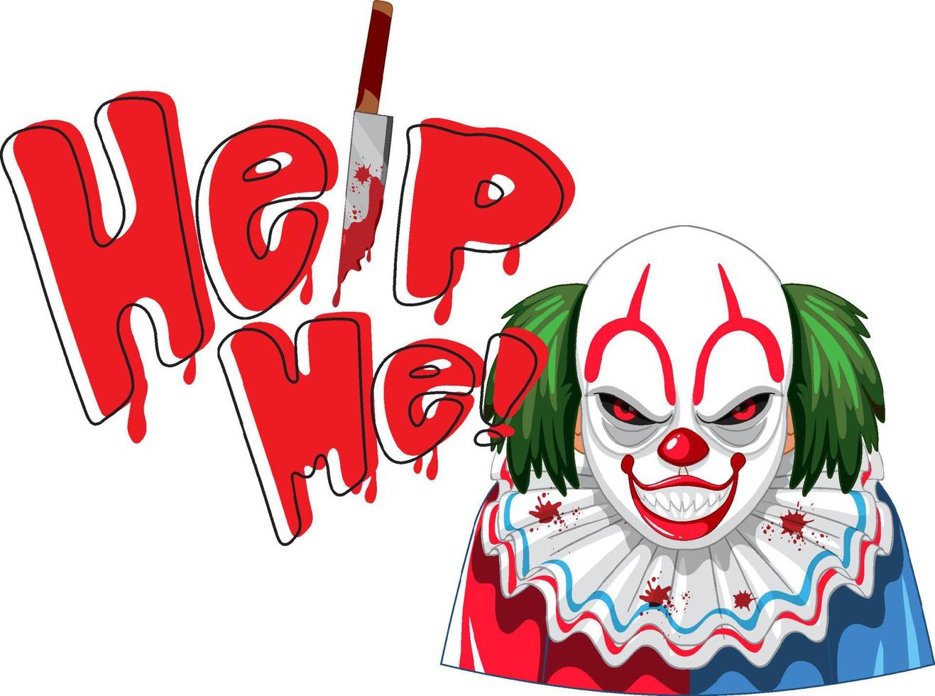 griezelige clownbanner met help me word vector