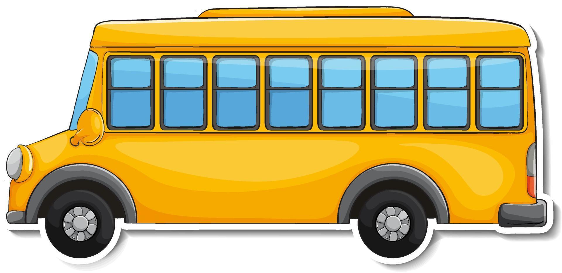 schoolbus cartoon sticker op witte achtergrond vector