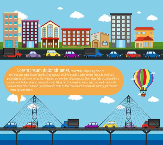 Inforgraphic stadsscène met wegen vector