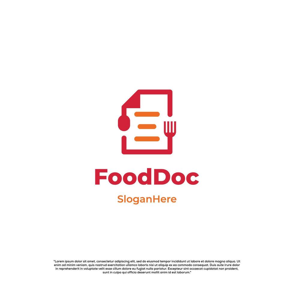 voedsel document logo, bestek combineren met papierwerk logo concept vector