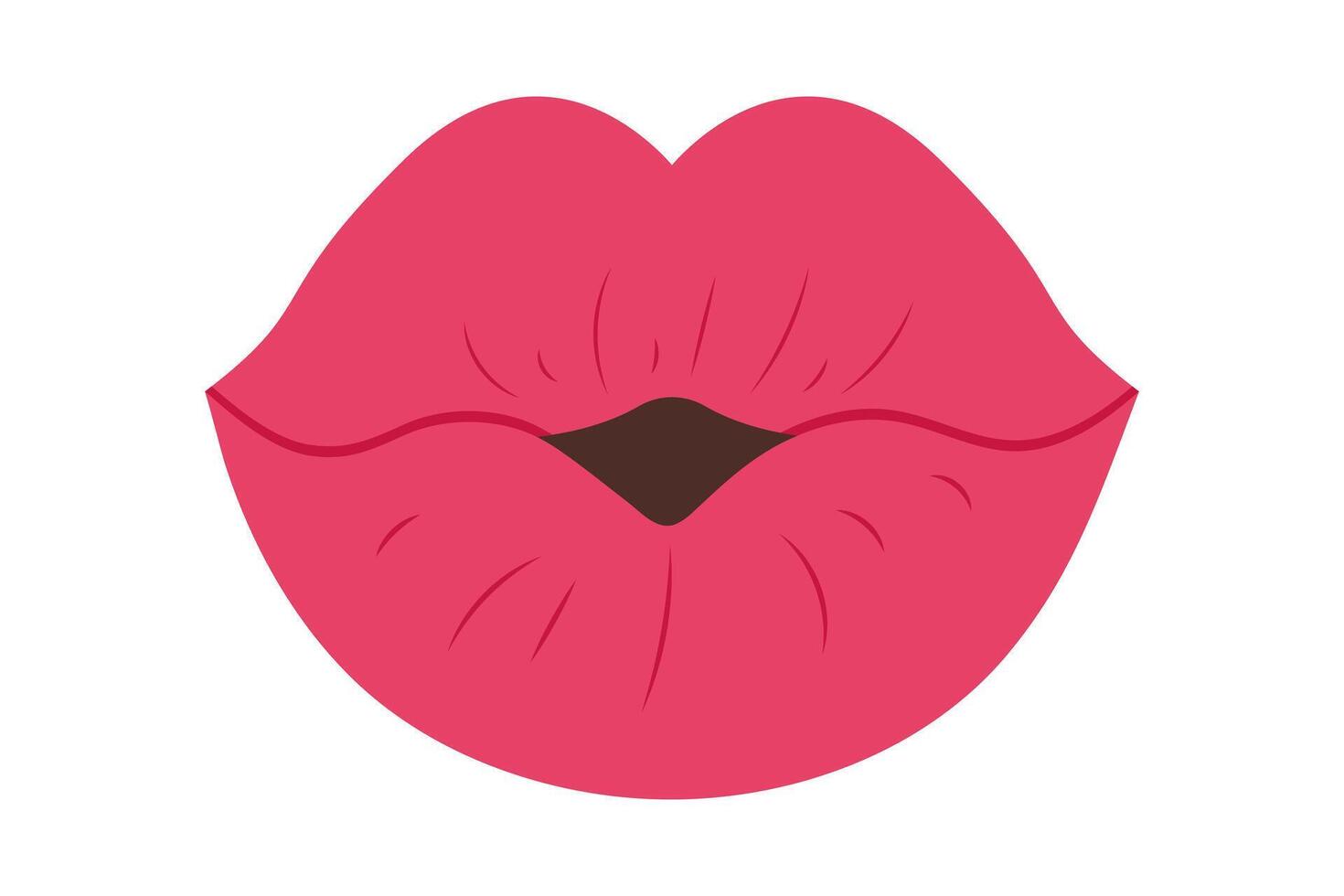 roze vrouw lippen. Valentijnsdag dag romantisch clip art. lippenstift bedenken icoon. sexy mond in kus. vector illustratie in vlak stijl.