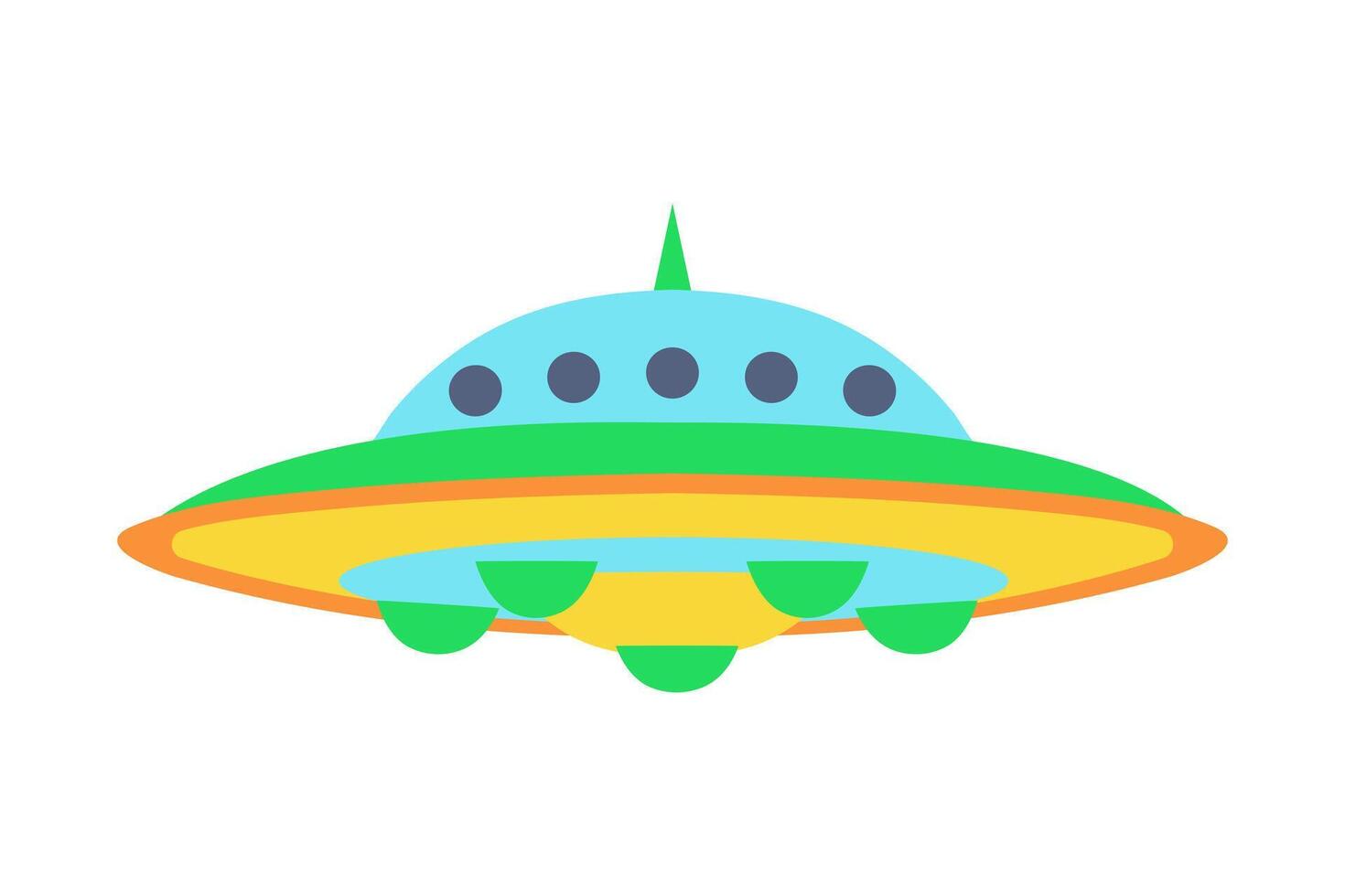 vliegend schotel. ufo vliegend ruimteschip. buitenaards wezen ruimtevaartuig. vlak vector illustratie.