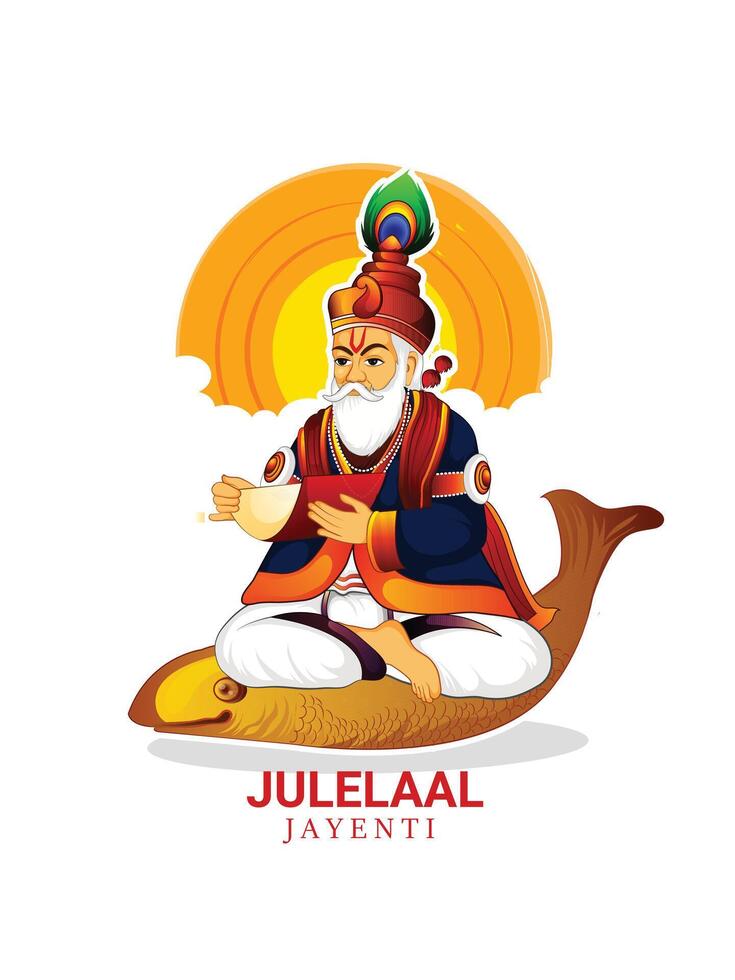 jhulelal jayanti, cheti chand is een festival dat merken de begin van de maan- Hindoe nieuw jaar voor sindhi hindoes. vector
