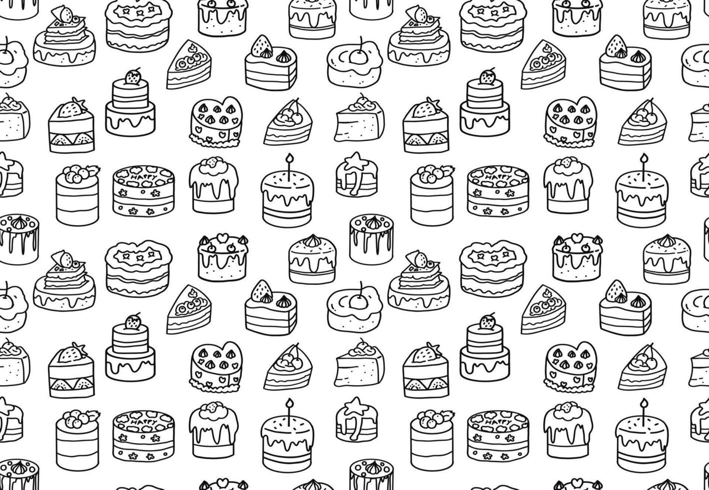 naadloos patroon met taart schets tekening vector