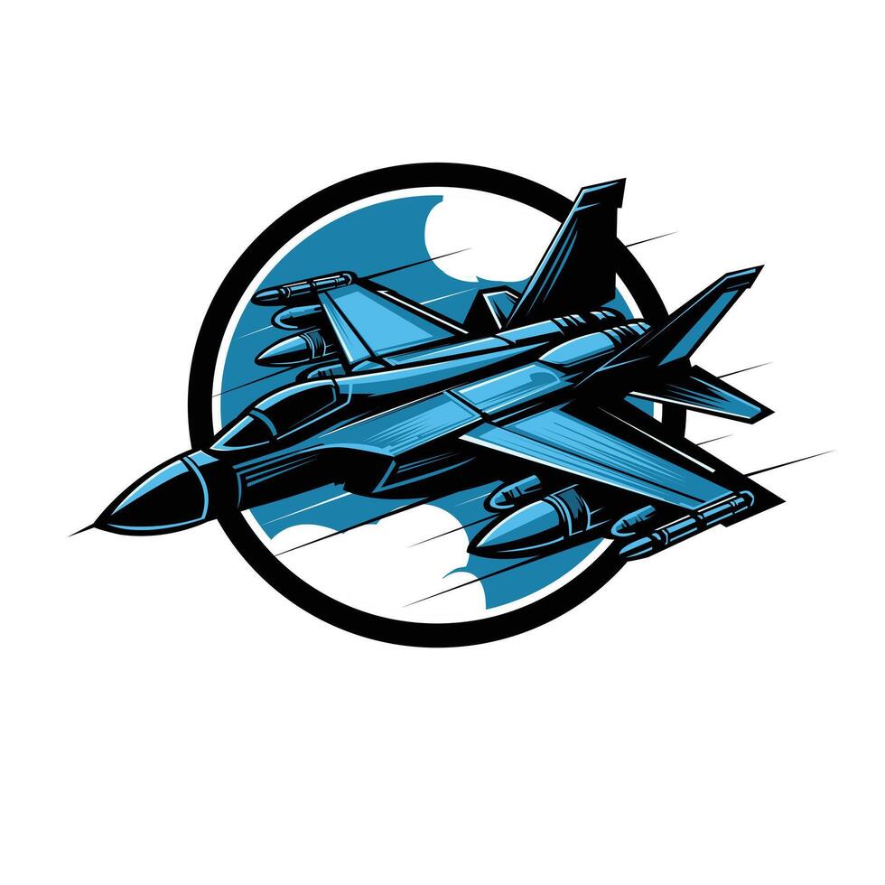 blauw Jet vechter logo illustratie vector