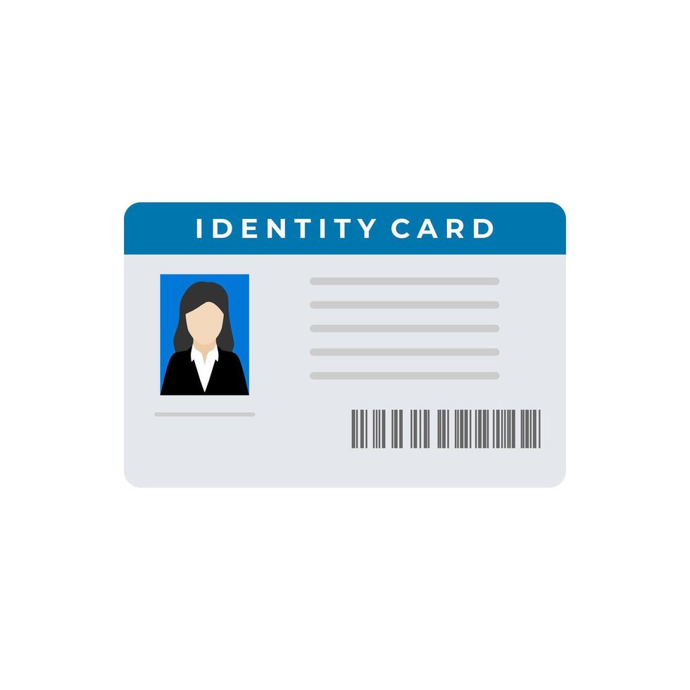 identiteit kaart vlak ontwerp vector illustratie. de idee van persoonlijk identiteit. ID kaart kaart, identificatie kaart, chauffeurs licentie, identiteit verificatie, persoon gegevens.