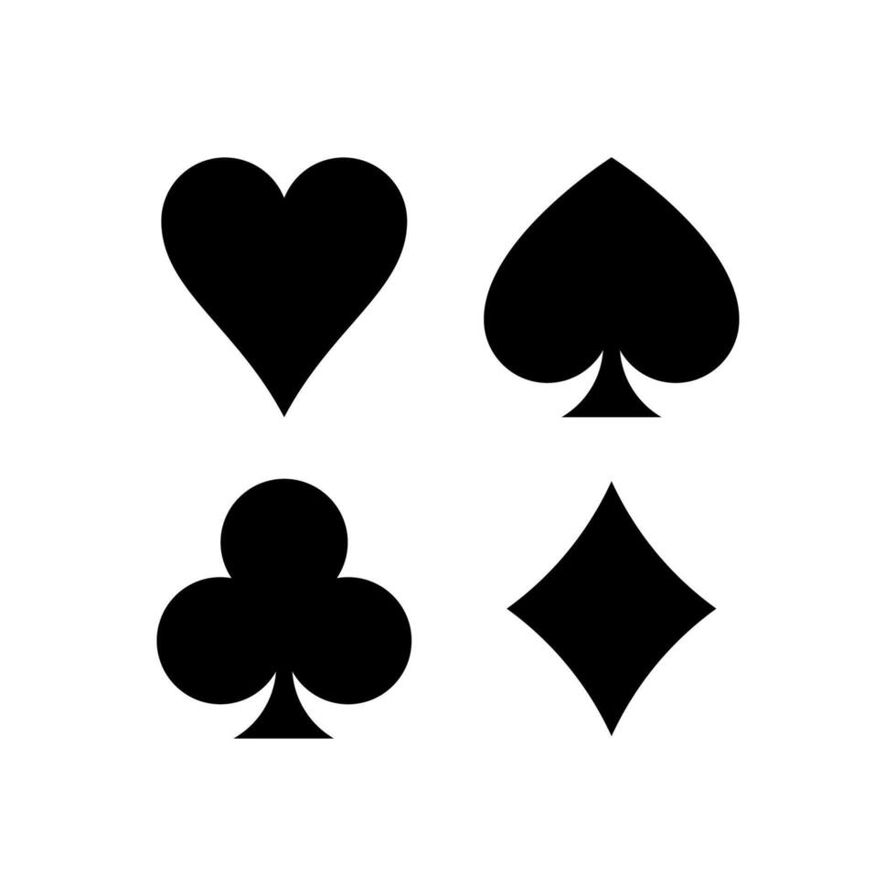 spelen kaart pakken icoon reeks zwart. poker spelen kaarten pakken symbolen. vector