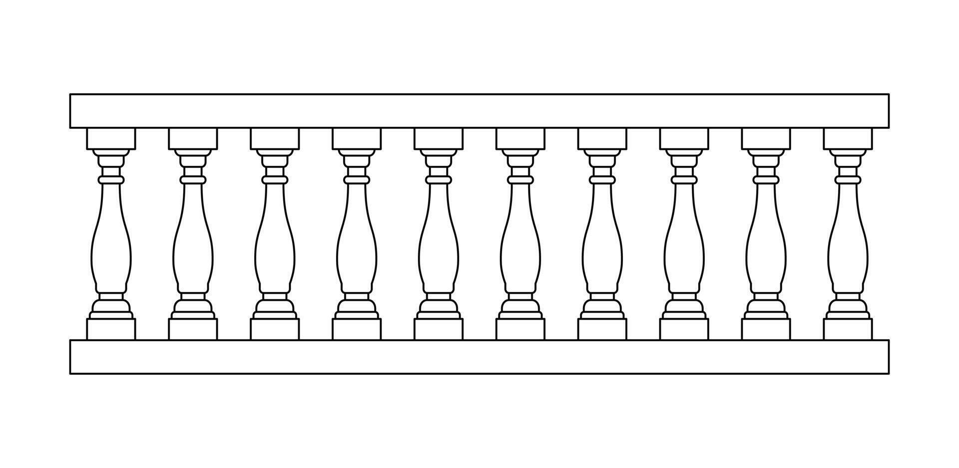 steen balustrade met balusters voor hekwerk lijn kunst vector