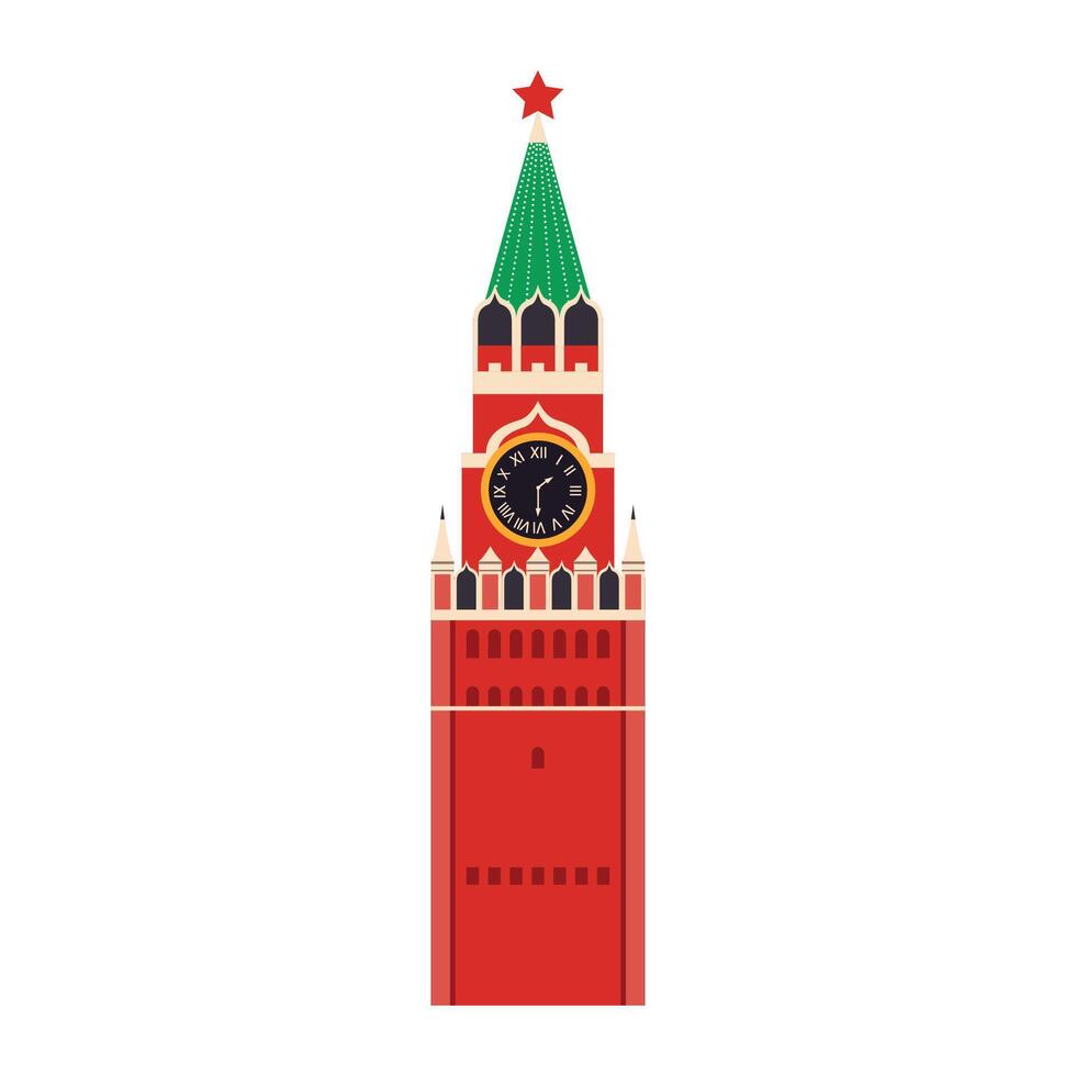 spasskaya toren , een reizen toren van de Moskou kremlin, vlak vector illustratie