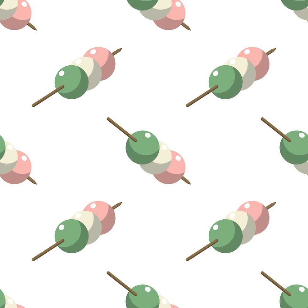 Japans voorjaar dango toetje naadloos patroon. Hanami dango. voorjaar tussendoortje voor sakura seizoen. geïsoleerd Aan wit achtergrond vector