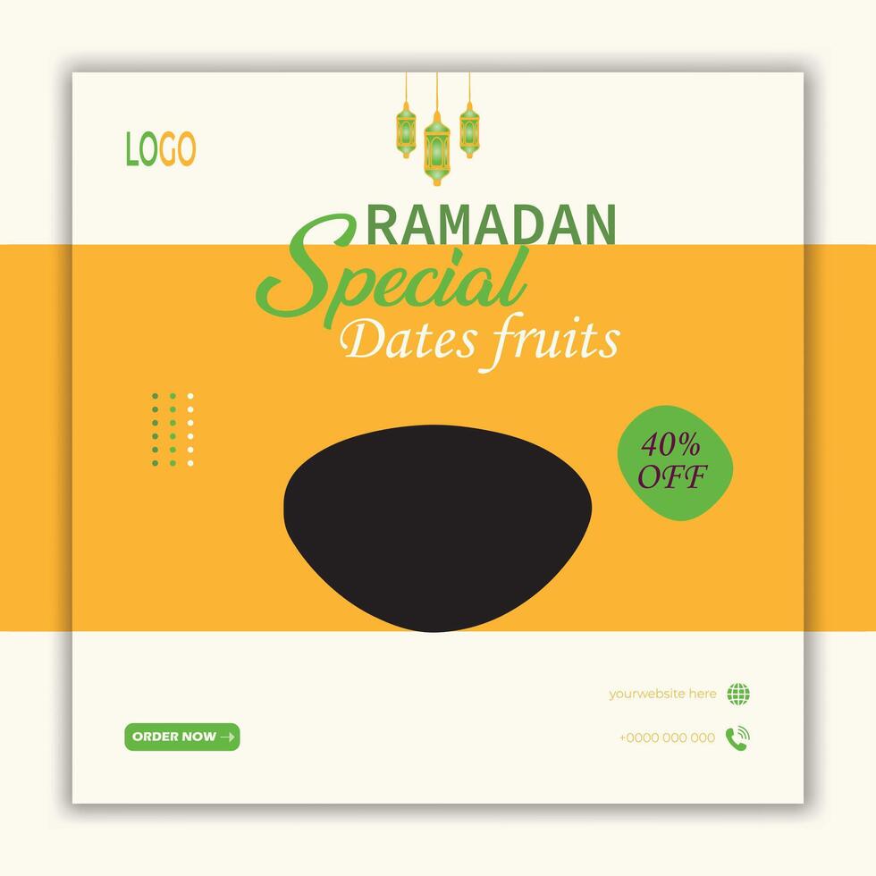 Ramadan speciaal datums fruit uitverkoop sociaal media banier sjabloon vector