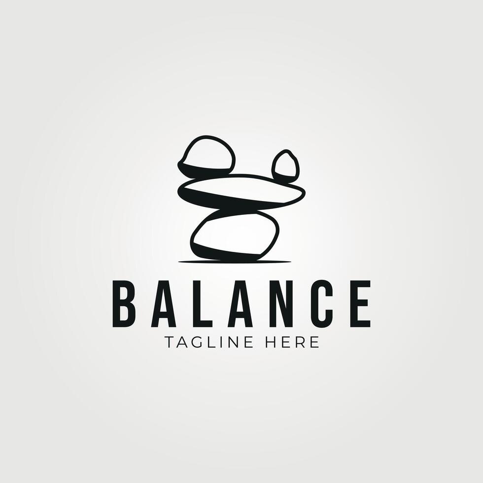 zen steen rots balanceren logo lijn kunst vector illustratie ontwerp sjabloon