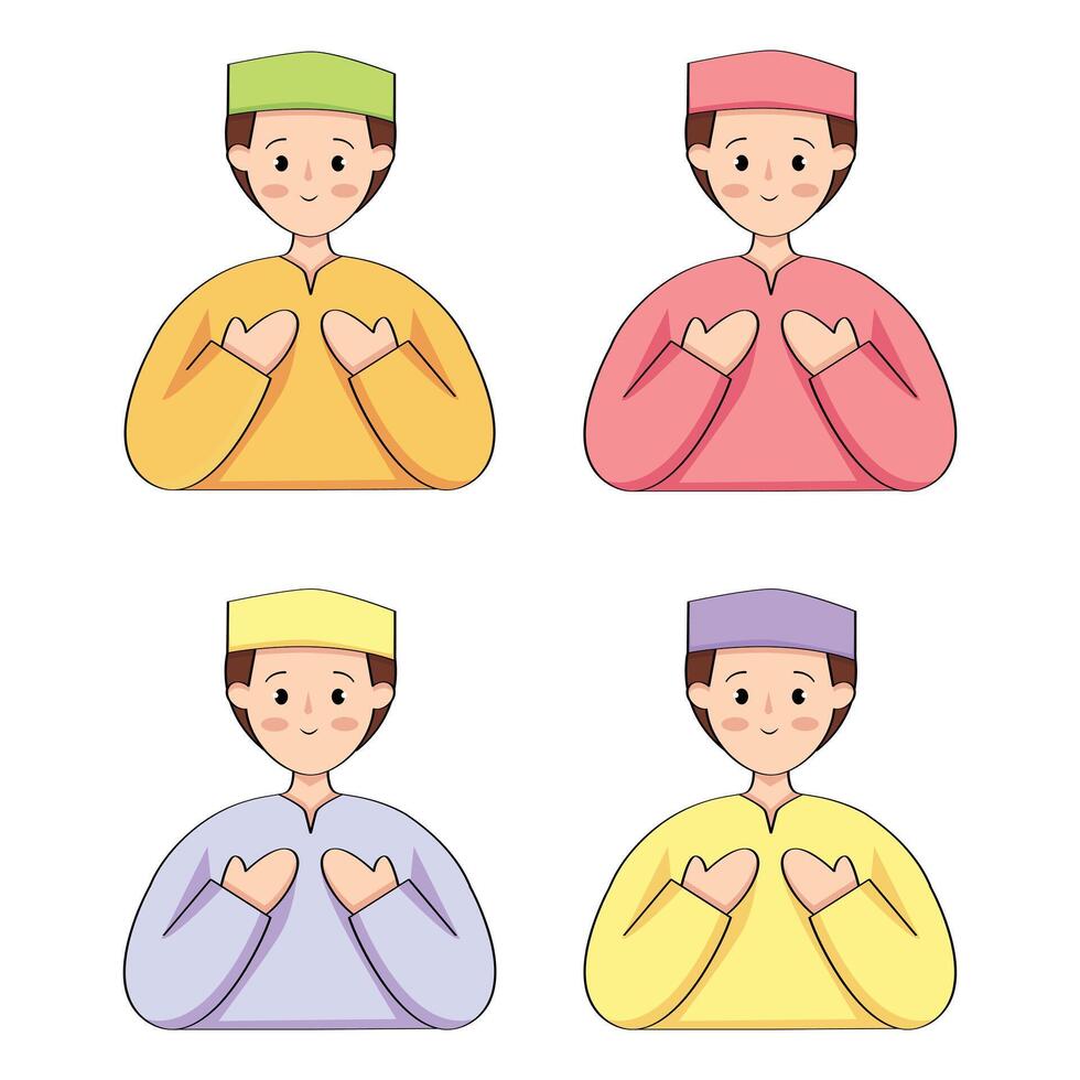 moslim Mens karakter avatar bidden vector
