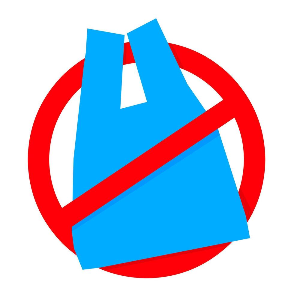 verontreiniging probleem concept. zeggen Nee naar plastic Tassen. plastic icoon met rood cirkel verbod teken. vector illustratie
