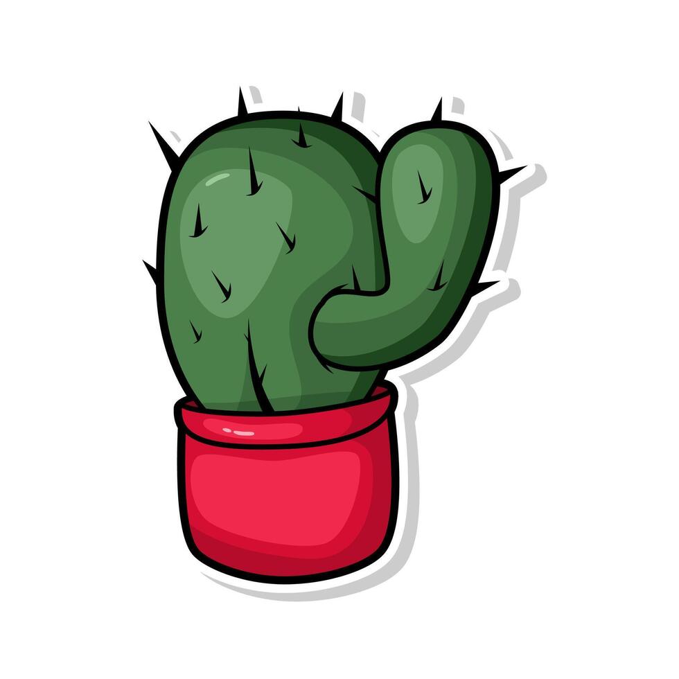 schattig cactus tekening tekenfilm illustratie kunst vector