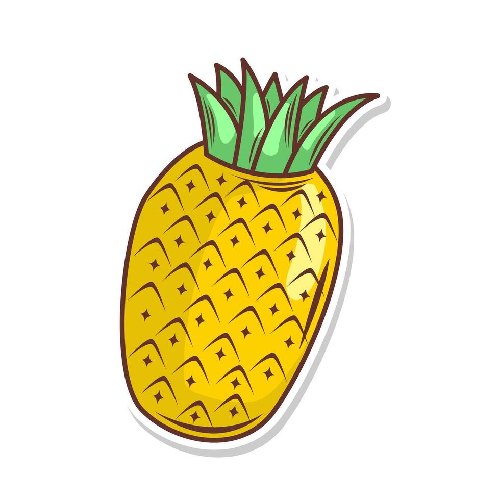 ananas fruit tekenfilm hand- trek illustratie kunst vector