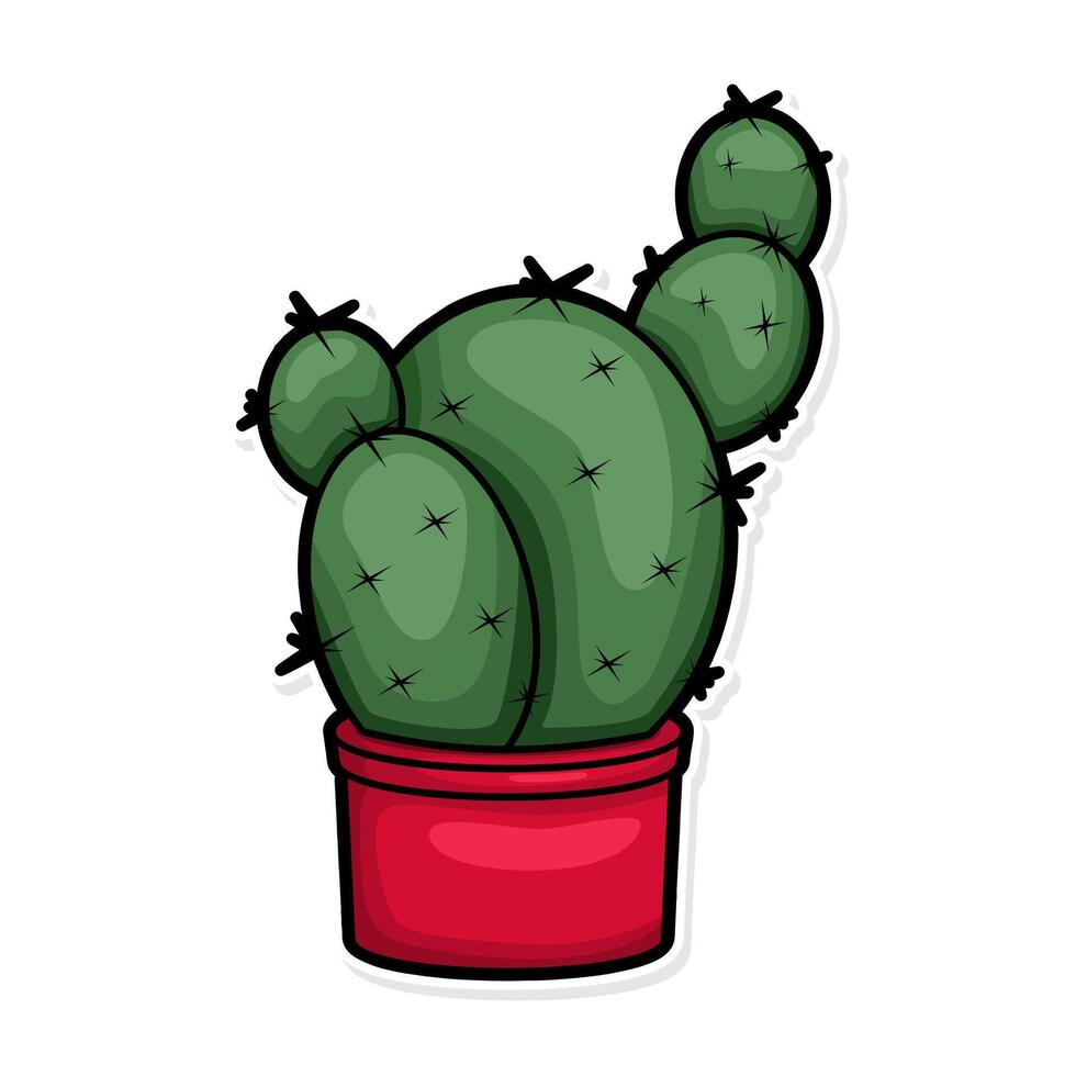schattig cactus tekening tekenfilm illustratie kunst vector