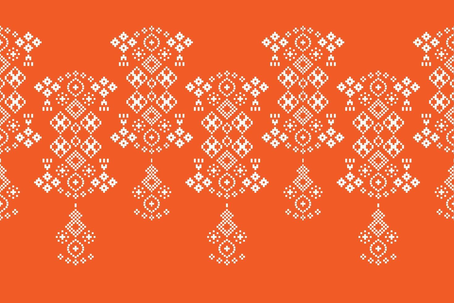 traditioneel etnisch motieven ikat meetkundig kleding stof patroon kruis steek.ikat borduurwerk etnisch oosters pixel oranje achtergrond. abstract,vector,illustratie. textuur, sjaal, decoratie, behang. vector