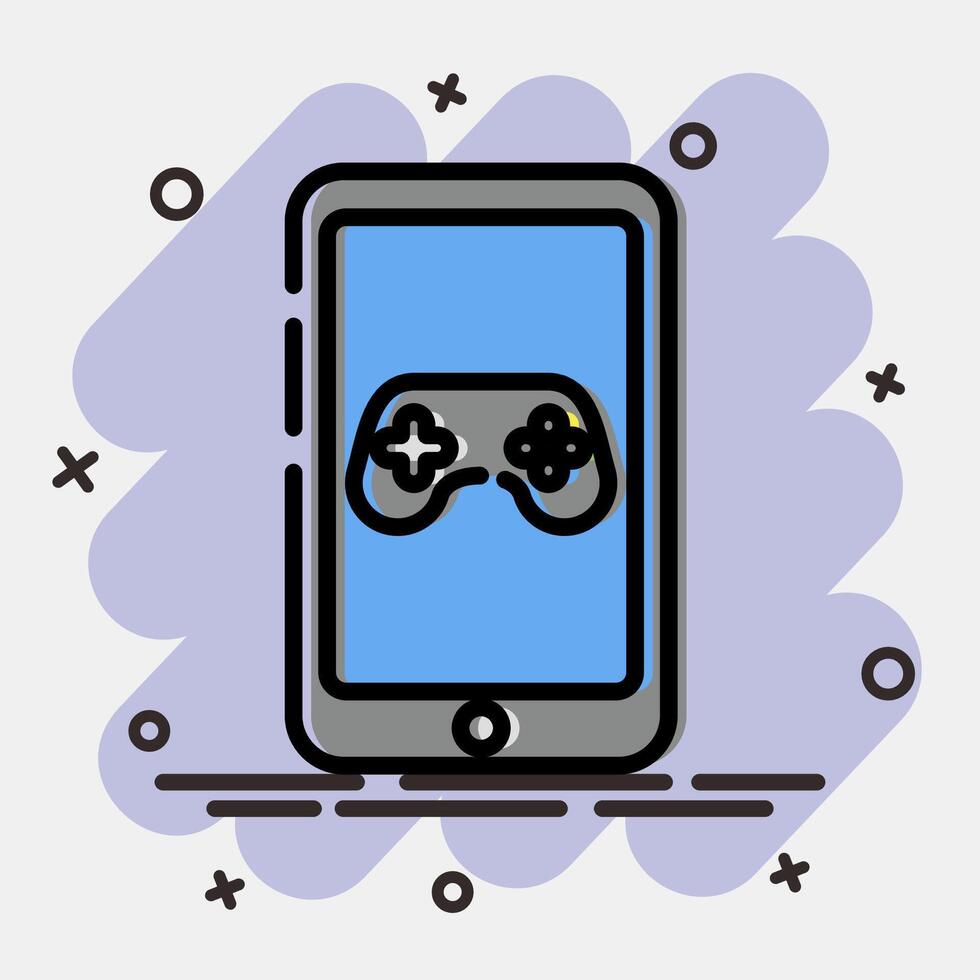 icoon mobiel spel. esports gaming elementen. pictogrammen in grappig stijl. mooi zo voor afdrukken, affiches, logo, advertentie, infographics, enz. vector