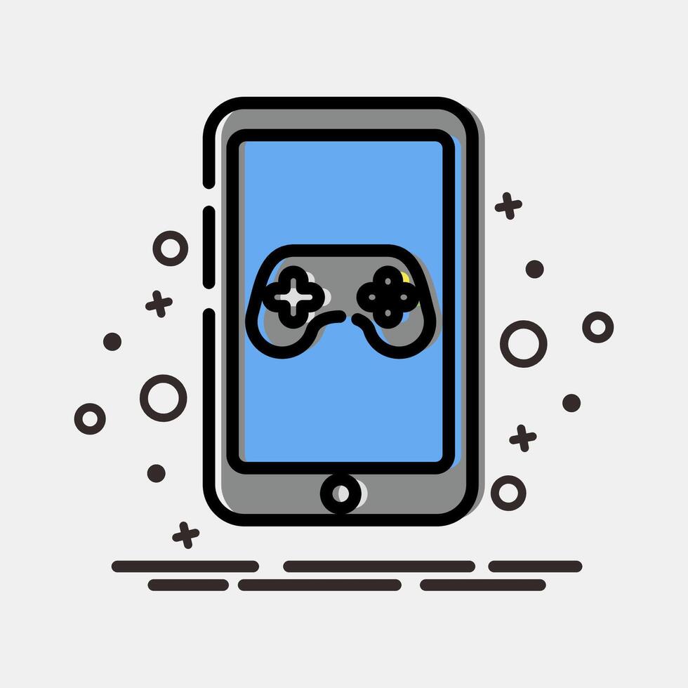 icoon mobiel spel. esports gaming elementen. pictogrammen in mbe stijl. mooi zo voor afdrukken, affiches, logo, advertentie, infographics, enz. vector