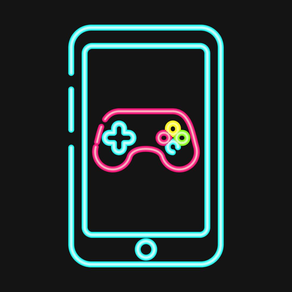 icoon mobiel spel. esports gaming elementen. pictogrammen in neon stijl. mooi zo voor afdrukken, affiches, logo, advertentie, infographics, enz. vector