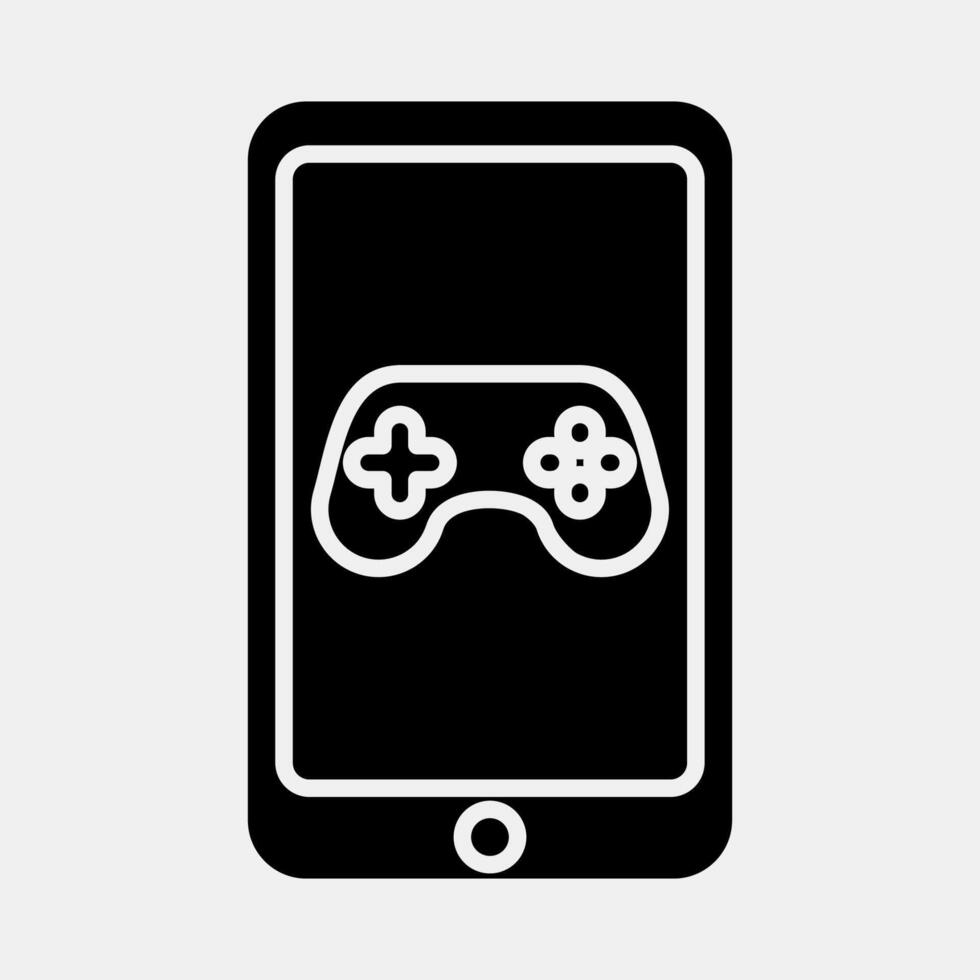 icoon mobiel spel. esports gaming elementen. pictogrammen in glyph stijl. mooi zo voor afdrukken, affiches, logo, advertentie, infographics, enz. vector