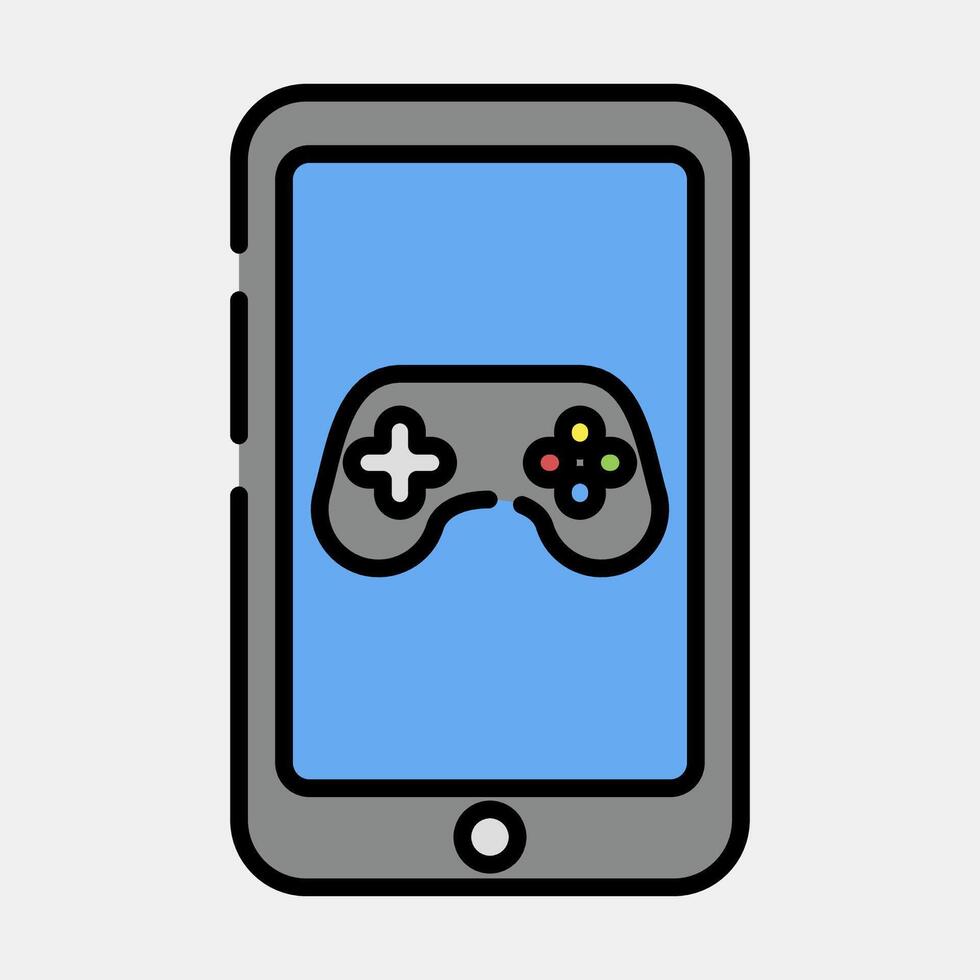 icoon mobiel spel. esports gaming elementen. pictogrammen in gevulde lijn stijl. mooi zo voor afdrukken, affiches, logo, advertentie, infographics, enz. vector