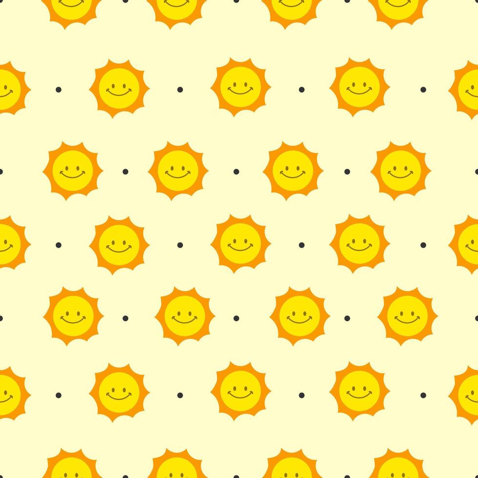 schattig schijnend zon naadloos patroon, vector illustratie