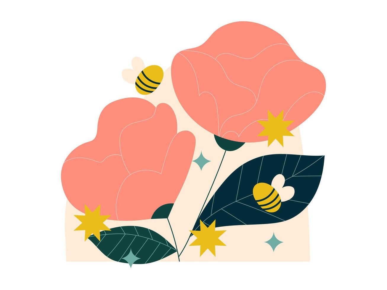 bloemen en aard sticker illustratie vector