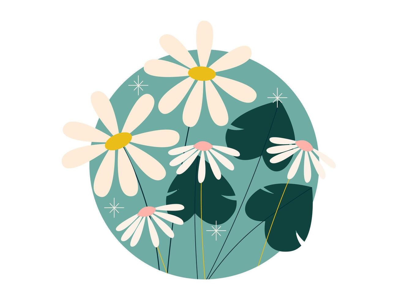 bloemen en aard sticker illustratie vector