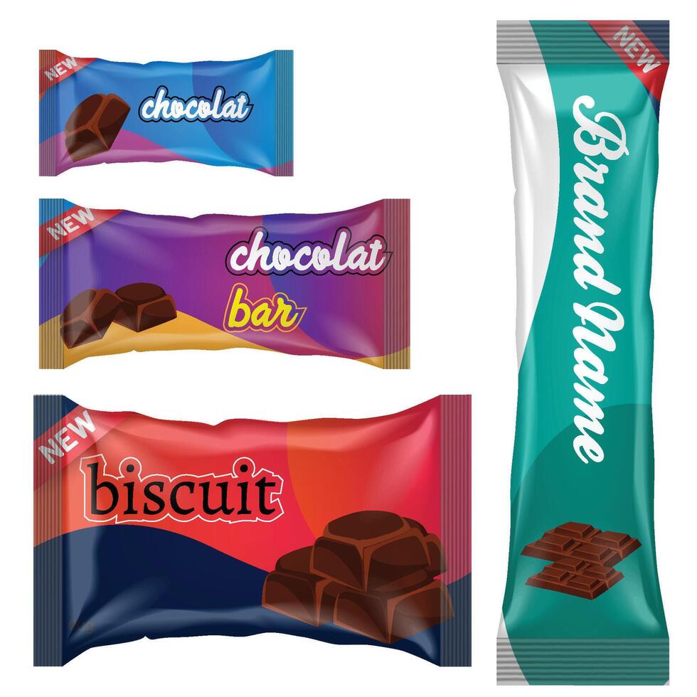 chocola bar van snoep bar reeks geïsoleerd Aan wit achtergrond vector