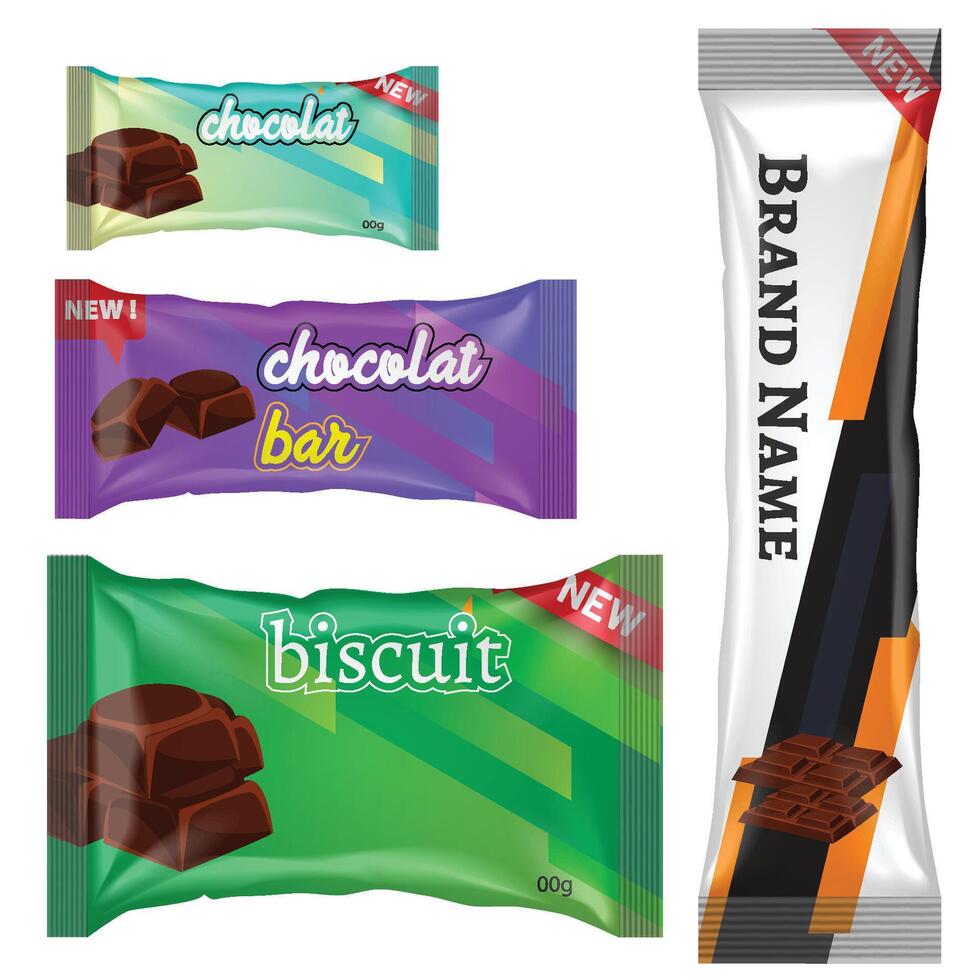 chocola bar van snoep bar reeks geïsoleerd Aan wit achtergrond vector