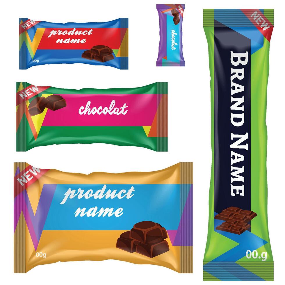 chocola bar van snoep bar reeks geïsoleerd Aan wit achtergrond vector