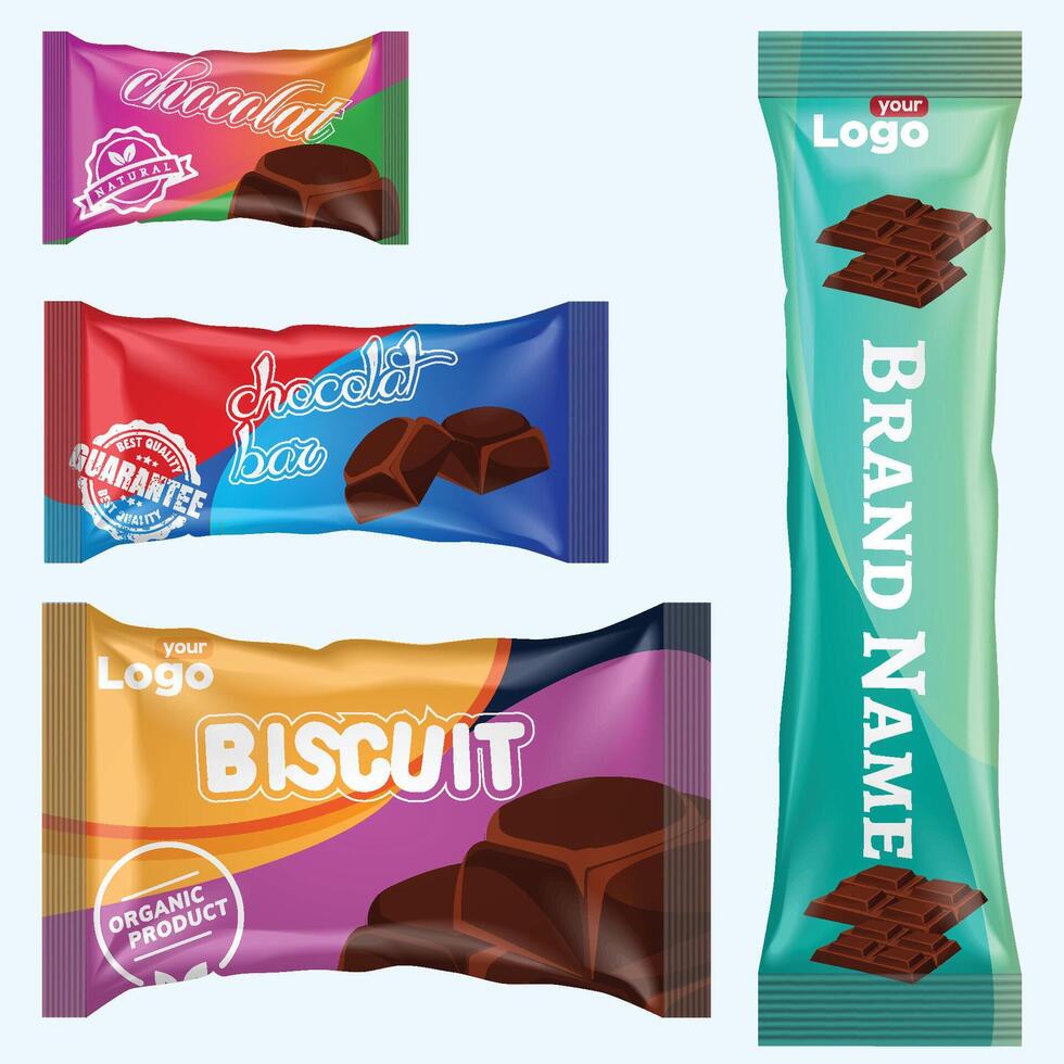 chocola bar van snoep bar reeks geïsoleerd Aan wit achtergrond vector