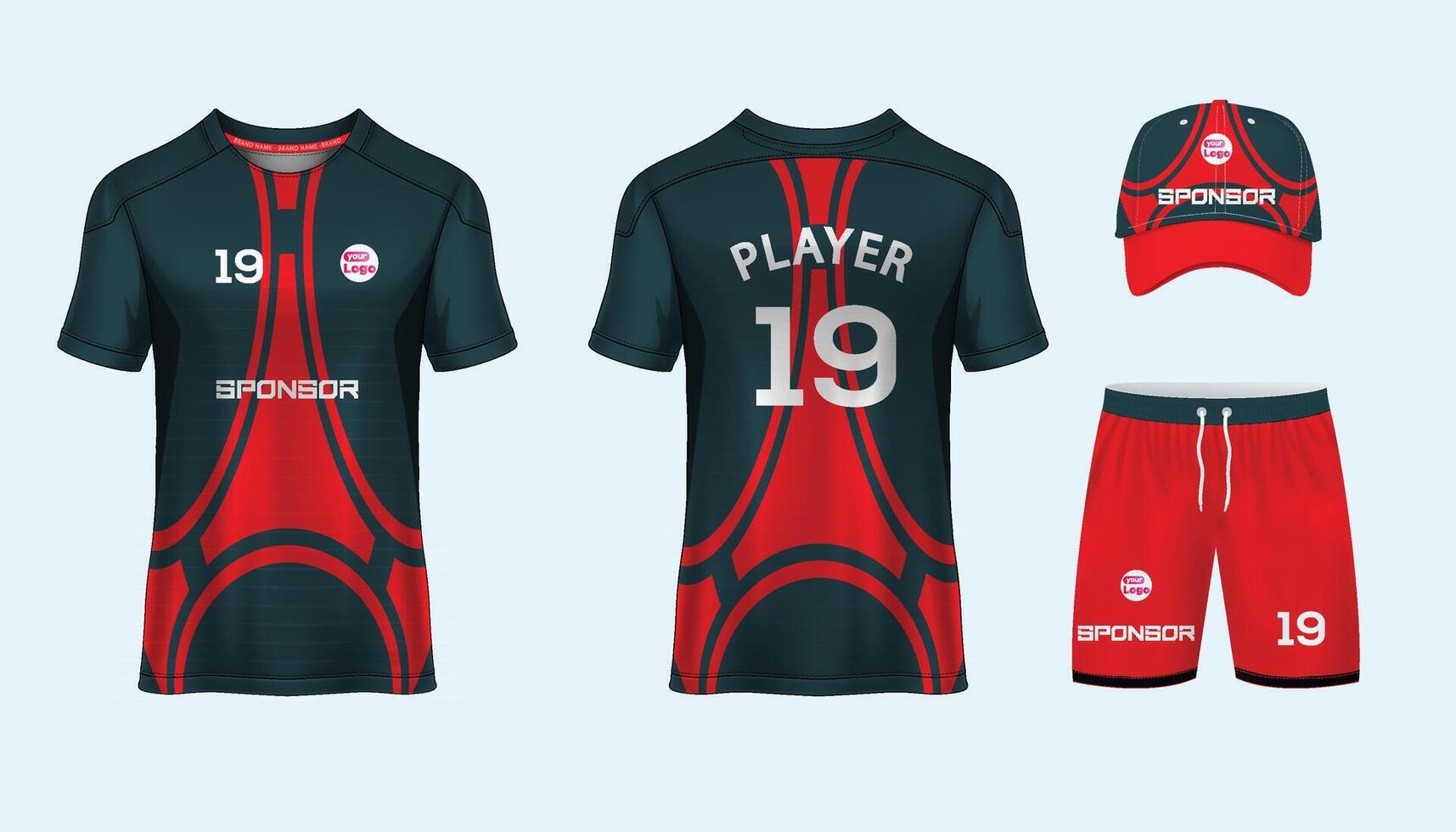 Jersey ontwerp sublimatie t overhemd premie meetkundig patroon ongelooflijk vector verzameling voor voetbal