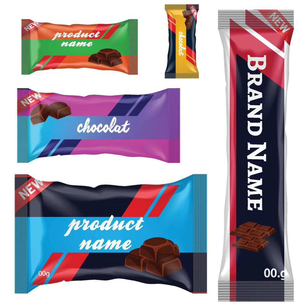 chocola bar van snoep bar reeks geïsoleerd Aan wit achtergrond vector