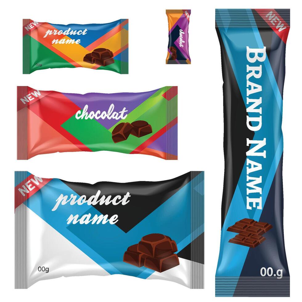 chocola bar van snoep bar reeks geïsoleerd Aan wit achtergrond vector