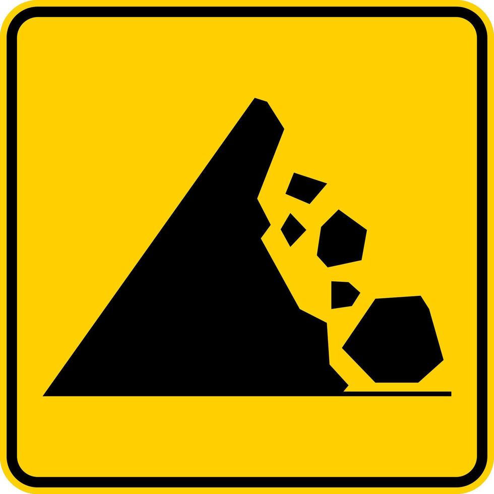 weg waarschuwing teken, berg rotsen vallend symbool vector