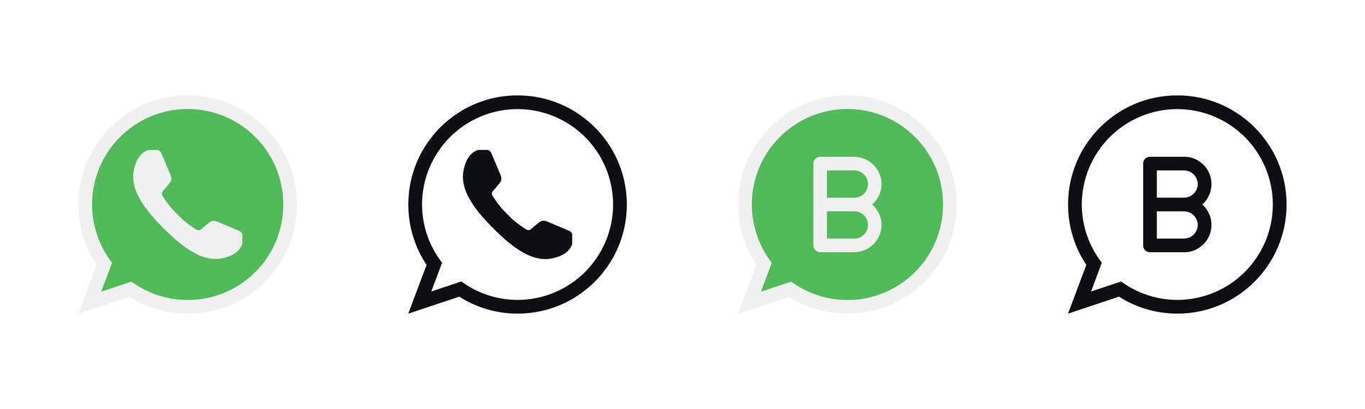 WhatsApp en WhatsApp bedrijf logo icoon - berichten app symbool vector