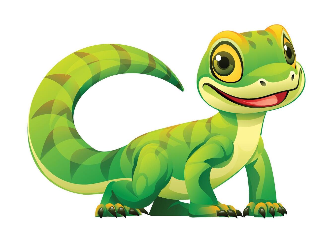 schattig groen hagedis tekenfilm illustratie. vector reptiel geïsoleerd Aan wit achtergrond