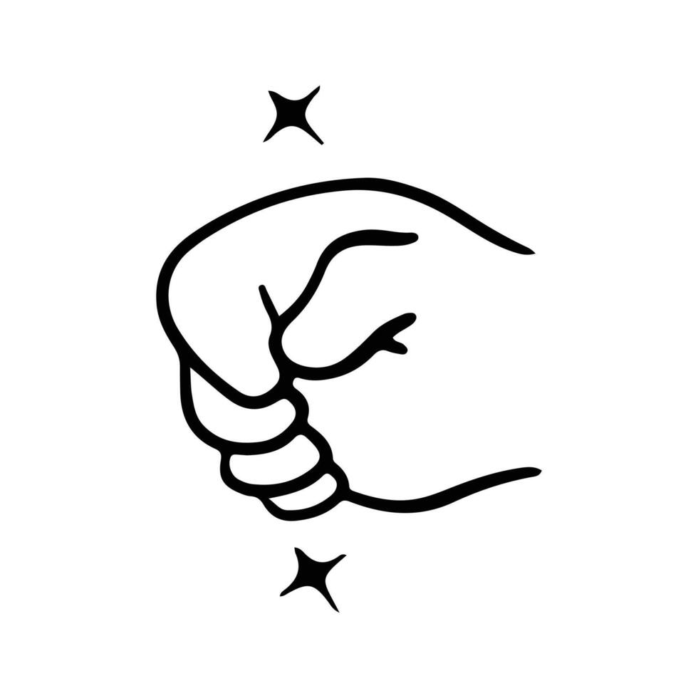 kawaii hand- gebaren teken en symbool geïsoleerd in wit achtergrond. schattig tekening tekenfilm hand- ontwerp. geschikt voor stickers, kinderen boeken en tekenfilm elementen vector
