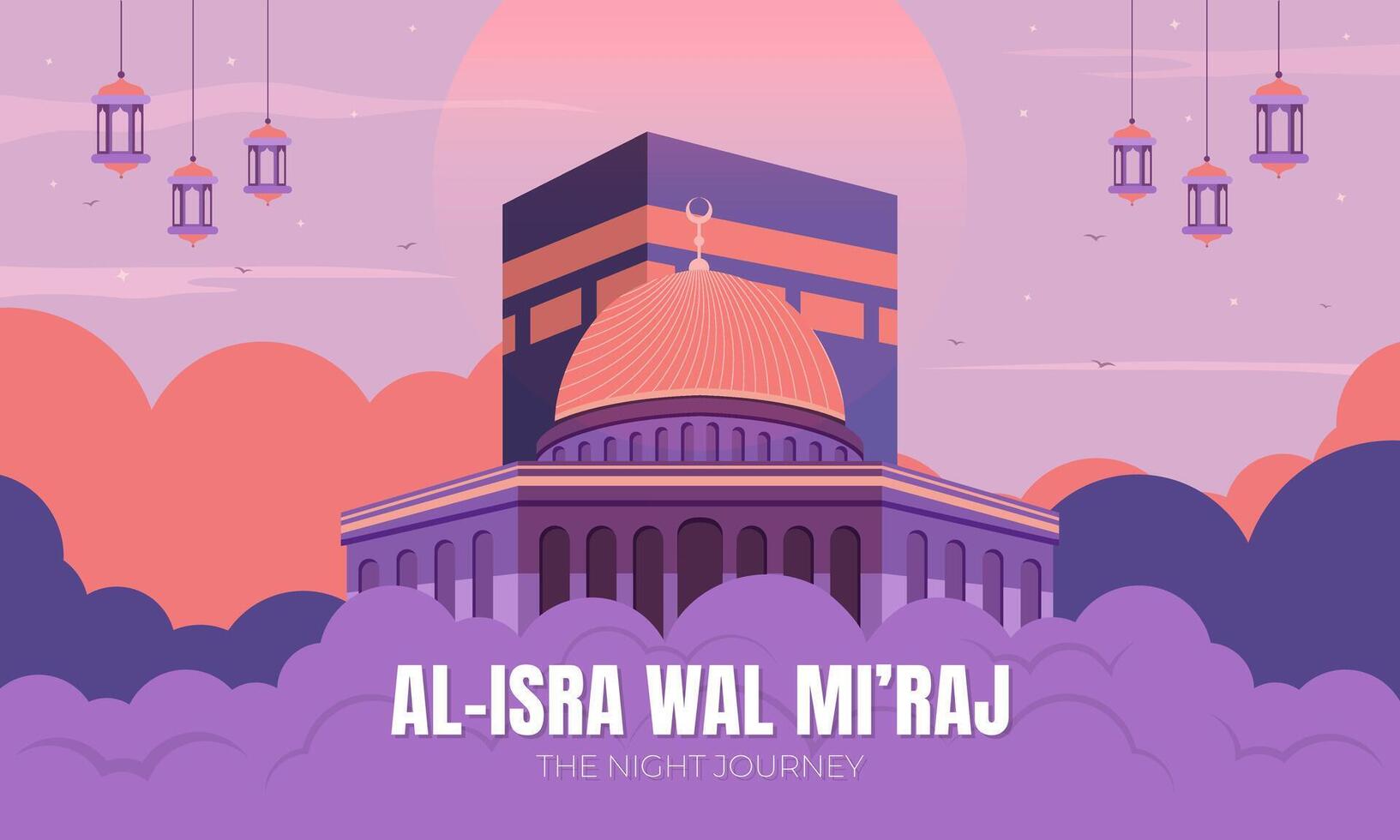 Islamitisch achtergrond voor isra miraj viering. isra miraj vlak ontwerp vector