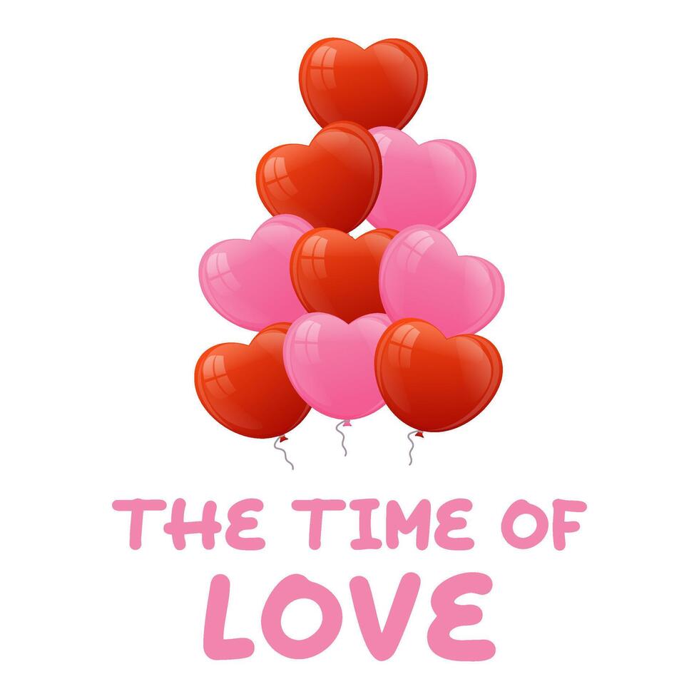 vector gelukkig Valentijnsdag dag banier met rood ,roze hart ballonnen. geschenk kaart, liefde partij, uitnodiging bon, poster sjabloon. de tijd van liefde.