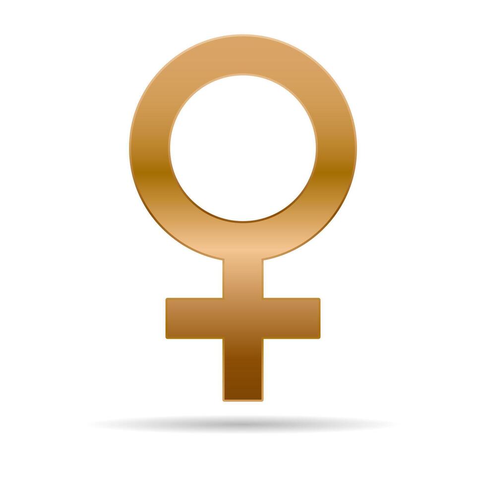 vrouw geslacht symbool Venus goud geïsoleerd wit achtergrond. vector