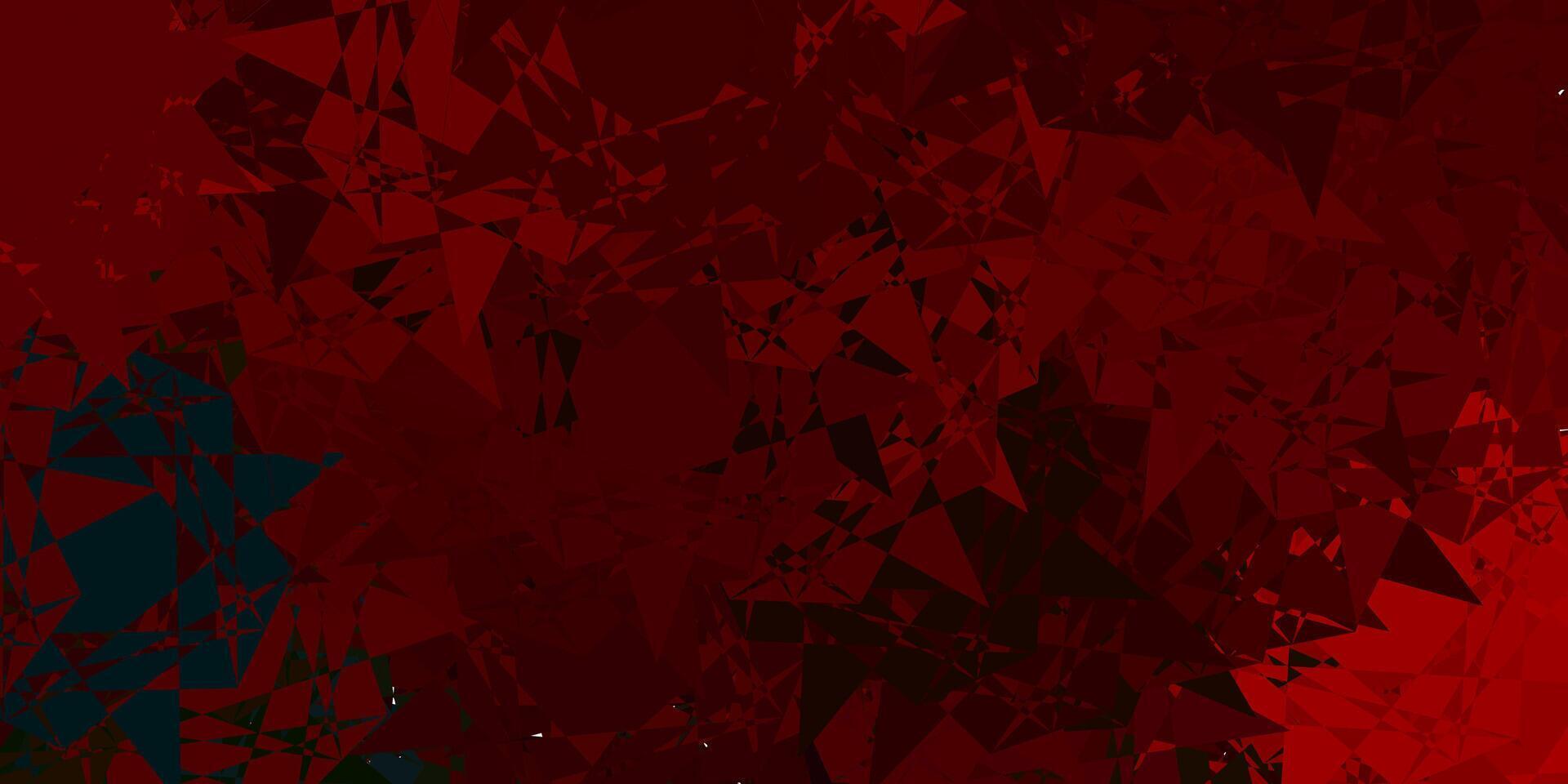 donkergroen, rood vector sjabloon met driehoekige vormen.